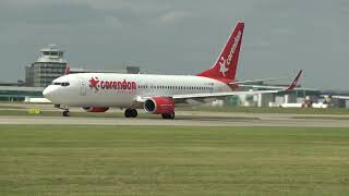 Corendon Airlines Boeing 737800 TCCOR Take Off Manchester EGCC [upl. by Eelsnia]