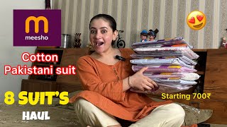 HUGE Meesho Cotton Pakistani Suit Haul🤩 [upl. by Retnyw]