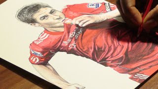 Steven Gerrard Pen Drawing  Liverpool FC  DeMoose Art [upl. by Joub]