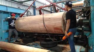 PENGOLAHAN KAYU DI PABRIK PLYWOODTRIPLEK BAGIAN PEELING ATAU GULUNG VENEER [upl. by Swayder]