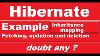 Hibernate  fetching  updation  deletion  inheritance mapping example [upl. by Madoc]