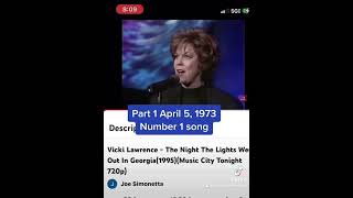 Number 1 song April 5 1973 Vicki Lawrence that’s the night the lights went off in Georgia [upl. by Esmerolda330]