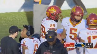 Breece Hall rushes for 1st career NCAA TD  October 12 2019  Iowa State  West Virginia [upl. by Dlonyar409]