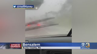 Video From Driver In Bucks County Shows Severe Weather Caused By Tornado [upl. by Aeriel95]