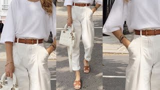 PANTALONES de COLOR BLANCO COMO HACER BELLAS y ELEGANTES COMBINACIONES de ROPA con PANTALON de COLOR [upl. by Limaj254]