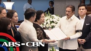 Aquilino quotNenequot Pimentel binigyangpugay sa Senado  TV Patrol [upl. by Enovaj269]