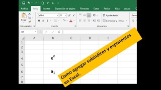 Como agregar la opción del exponente y subíndice en Excel [upl. by Suivatra]