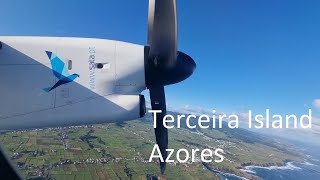 Terceira Island Azores Takeoff  SATA Air Acores [upl. by Ahsimik]