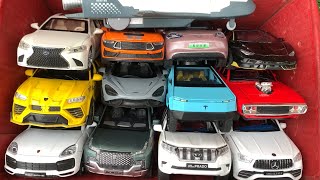 BOX FULL OF Diecast Cars Lamborghini URUS McLaren 720s Tesla Cybertruck Byd YangWang U8 cartoys [upl. by Boswall]