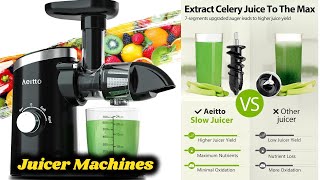 Juicer Machines Aeitto Cold Press Juicer Masticating Juicer Celery Juicers with Triple Modes [upl. by Deibel]