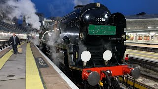 Clan Line 35028 at Waterloo with Class 47 on the back [upl. by Ahtael872]