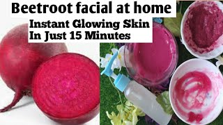 Beetroot Facial at home for Instant Glowing amp Skin Whitening in Just 15 minutes I DIY Beetroot Mask [upl. by Whorton313]