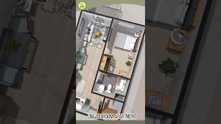 Interior Design One Bedroom Apartment Design Idea 3D Floor Plan [upl. by Riatsila]