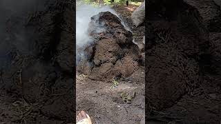 Adding wet sand in while burning charcoal [upl. by Irah]