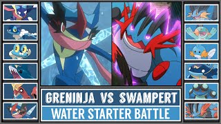 ASH GRENINJA vs MEGA SWAMPERT  Water Starter Pokémon Battle [upl. by Nemajneb]