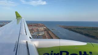 AirBaltic Airbus 220300 YLABN Landing Barcelona Airport LEBL LH1816 [upl. by Olwena]