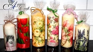 Decoupage tutorial  decorating candles with napkins [upl. by Nairot]