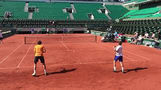 Andy Murray practice with Karen Khachanov Roland Garros 2017 [upl. by Ahtekahs]