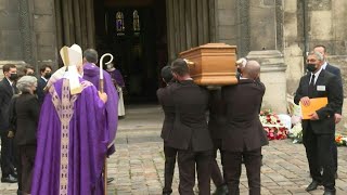 Belmondo casket carried into church ahead of service  AFP [upl. by Aloiv]