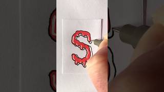 DRAWING A BLOOD DRIP EFFECT LETTER S Part 4 BASIC DROP SHADOW  Posca  How To Draw Blood halloween [upl. by Lednahc]