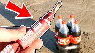 OBSERVA LO QUE SUCEDIO CUANDO EXPLOTE 4 BOTELLAS DE COCA COLA CON UN PETARDO [upl. by Tenaj]