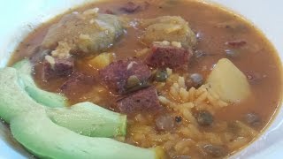 Sopon Asopaode Gandules con Salami y bollitos de Platano [upl. by Zenas]