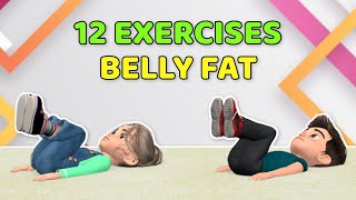 12 SIMPLE EXERCISES TO LOSE BELLY FAT  KIDS WORKOUT [upl. by Remmos]