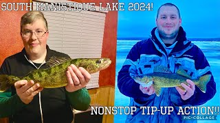 ICE FISHING IN GODS COUNTRY MICHIGANS UPPER PENINSULA  Manistique Lake Huge Pike Walleye Perch [upl. by Aerdnas]