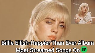 Billie EilishHappier Than Ever Album Most Streamed Songs On Spotify [upl. by Hartzell]