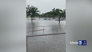 Heavy downpours hit Hawaii Island shelters opened [upl. by Dronski]