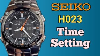 How to set time on Seiko H023 watch [upl. by Ynohtnaeoj]