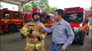 Princípio de incêndio mobiliza Corpo de Bombeiros no centro de Manhuaçu [upl. by Us]