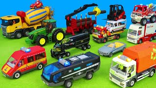 Kinderfilm mit Playmobil SEK FahrzeugenMüllwagenFeuerwehrautoTraktorBetonmischer für Kinder [upl. by Adnilram370]