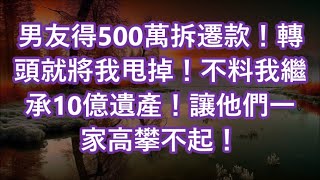 男友得500萬拆遷款！轉頭就將我甩掉！不料我繼承10億遺產！讓他們一家高攀不起！ [upl. by Nitreb]