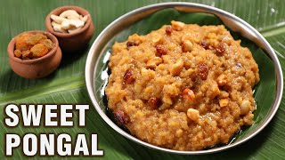 Sweet Pongal Recipe using Jaggery amp Milk  Easy Sweet Pongal in Pressure Cooker  Sakkarai Pongal [upl. by Duquette]