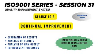 ISO 9001 2015 Clause 103 I Continual Improvement [upl. by Llenrag]