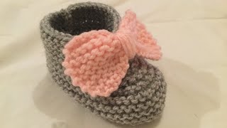 Tuto tricot petit chaussons nœud papillon pour bébé [upl. by Younger689]