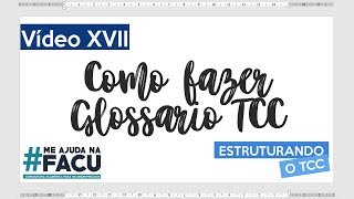 COMO FAZER GLOSSÁRIO PARA TCC [upl. by Balbinder]