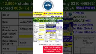 NUMS Results 2024CMH Merit ListAMC MeritArmy Medical CollegeCMH MeritNUMS Merit mdcat2024 [upl. by Aleyak169]