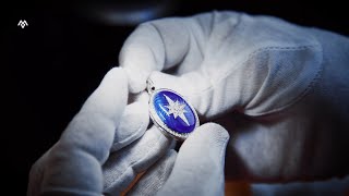 Creating a blue guilloche enamel and diamond oval locket pendant necklace at Victor Mayer I [upl. by Brenner]