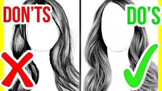 DOS amp DONTS How to Draw Realistic Hair  Step by Step Drawing Tutorial [upl. by Viens]