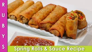 Spring Rolls with Special Sauce Recipe in Urdu Hindi  RKK [upl. by Carling]