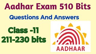 Aadhaar Exam Questions And Answers Aadhar objective type questions for OperatorSupervisor Exam [upl. by Oiredised]