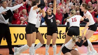 Nebraska volleyball defeats No 6 Wisconsin in straight sets nebraska vs wisconsin volleyball [upl. by Ahcurb225]