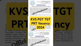 KVS Vacancy 2024 Kvs vacancy 2024 Notification Kv PGT TGT PRT Eligibility Syllabus Post exam 2024 [upl. by Leay6]