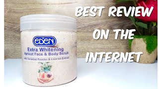 EDEN EXTRA WHITENING APRICOT FACE amp BODY SCRUB REVIEW Straight to the point 🎯 [upl. by Ahsaelat]