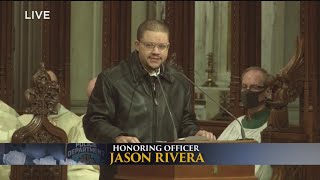 NYPD Det Riveras Brother Delivers Eulogy [upl. by Kerek]