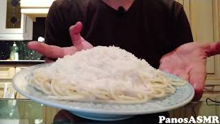 Eating Carbonara  Panos ASMR Greek Mukbang [upl. by Origra]