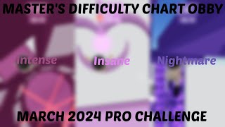 MDCO Masters Difficulty Chart Obby  March 2024 Pro Challenge [upl. by Sauers131]