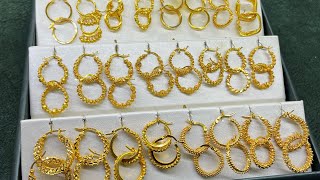 Altın Halka Küpe Modelleri  gold hoop earrings models  22k küpe çeşitleri [upl. by Arny835]